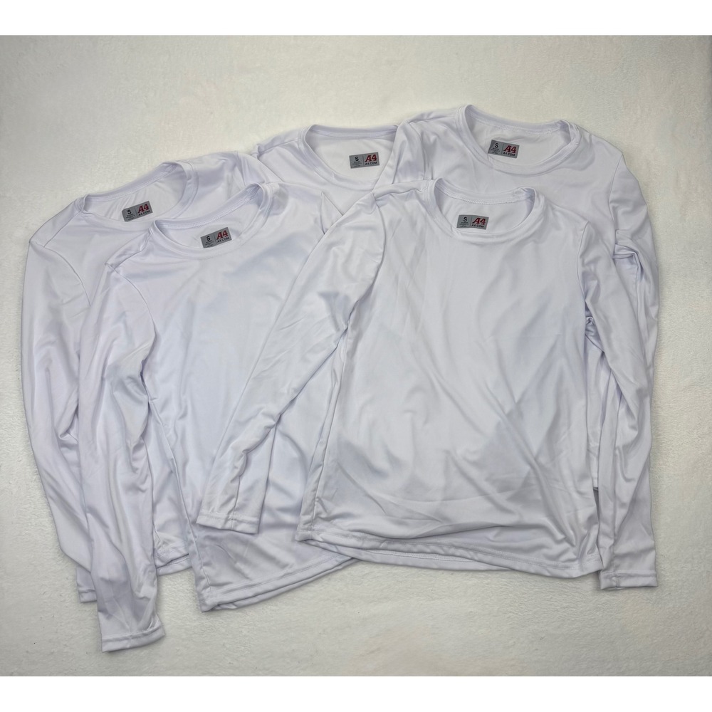 Lot of 5 A4 Women White Long Sleeve Performance Training Shirt NW3002 Small